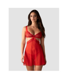 Cupide Desir babydoll et String - Rouge